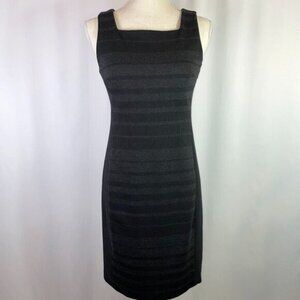 Eileen Fisher Sheath Dress Gray Black Stripe Sleeveless Ponte Knit Size 6P